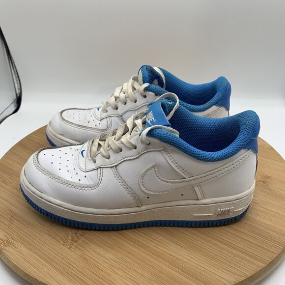 Nike Force 1 ESS (PS) Youth Size 1Y Shoes White Blue Sneakers DV1332-101
